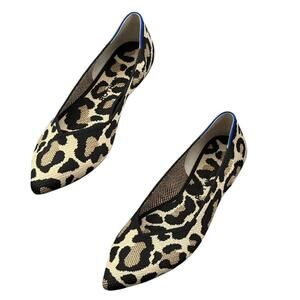 Rothy’s The Point Flats Desert Cat Leopard Animal Print Washable Size 11 NEW